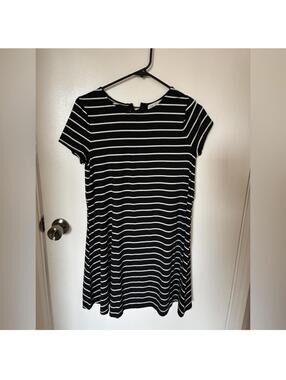 (Love, Fire) Black and White Striped Women's dress
